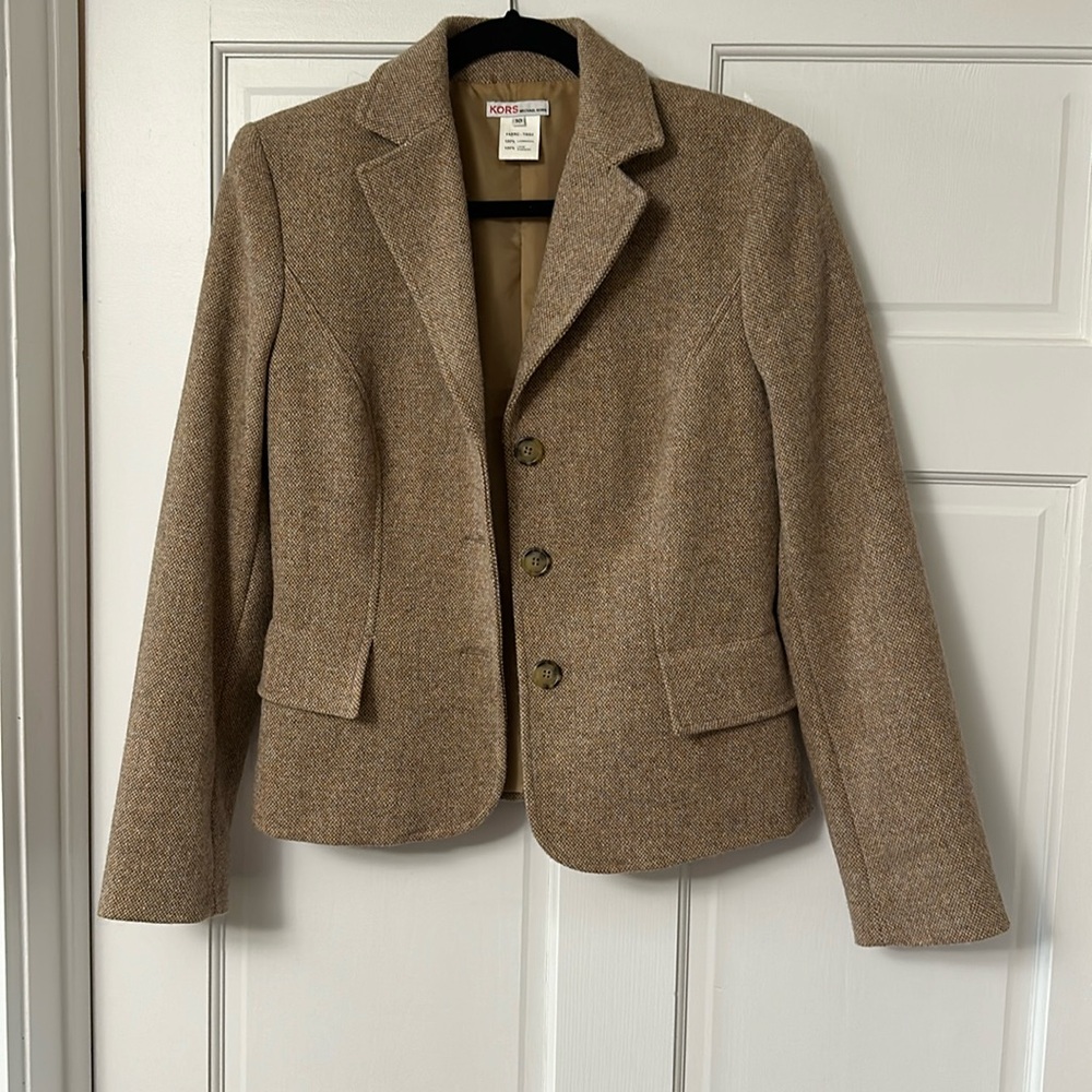 Vintage Kors Michael Kors Wool Blazer Jacket Women Size 10 Brown Made in Italy